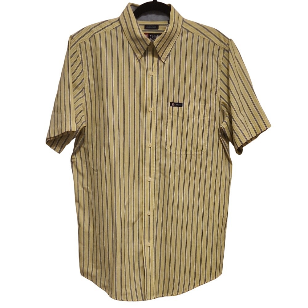 5 for $20 Chaps Button Down Shirt S Yellow‎ Striped Short Sleeve Preppy